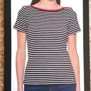 Tommy Hilfiger Striped T-shirt Blue White Cotton Tee Womens Medium Classic